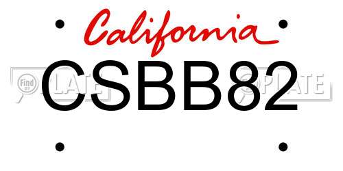 CSBB82 California License Plate