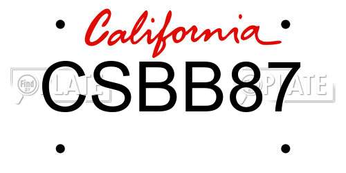 CSBB87 California License Plate