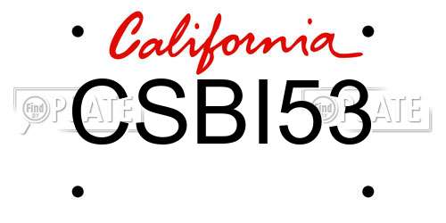 CSBI53 California License Plate
