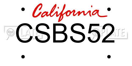 CSBS52 California License Plate