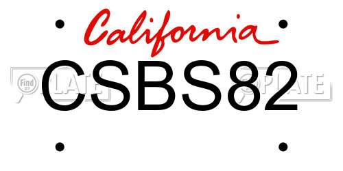 CSBS82 California License Plate