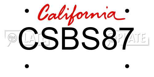 CSBS87 California License Plate