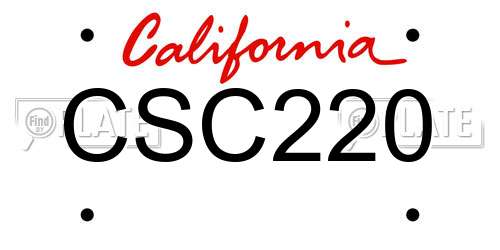 CSC220 California License Plate