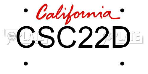 CSC22D California License Plate