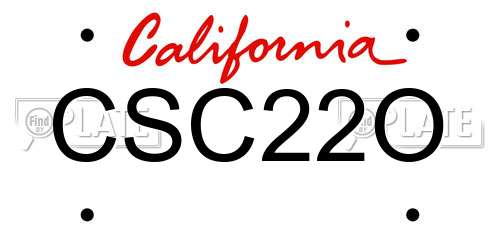 CSC22O California License Plate