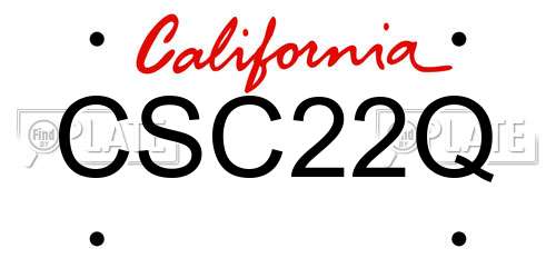 CSC22Q California License Plate