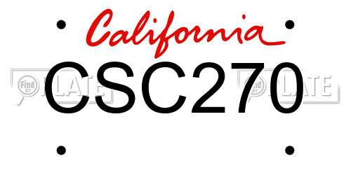 CSC270 California License Plate