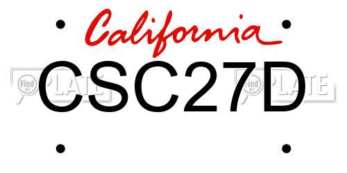 CSC27D California License Plate