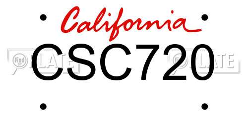 CSC720 California License Plate