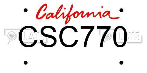 CSC770 California License Plate