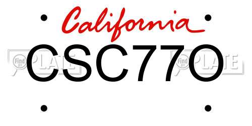 CSC77O California License Plate