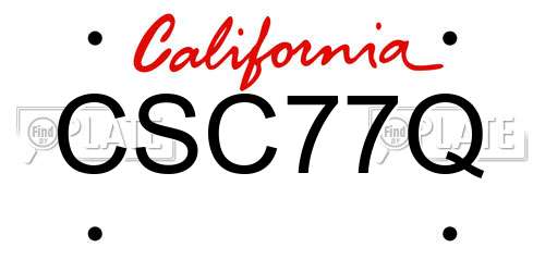 CSC77Q California License Plate