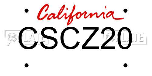 CSCZ20 California License Plate