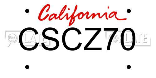CSCZ70 California License Plate