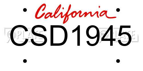 CSD1945 California License Plate