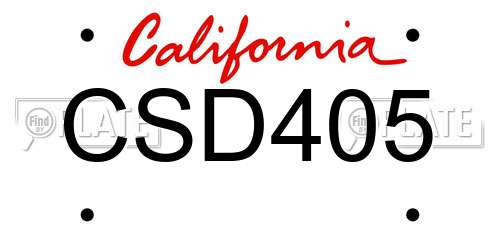 CSD405 California License Plate