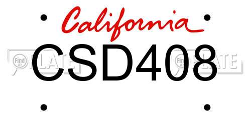 CSD408 California License Plate