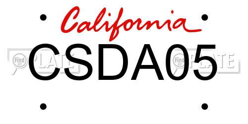 CSDA05 California License Plate