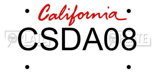 CSDA08 California License Plate