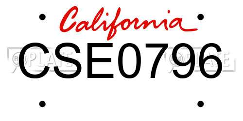 CSE0796 California License Plate