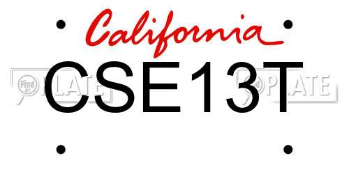 CSE13T California License Plate