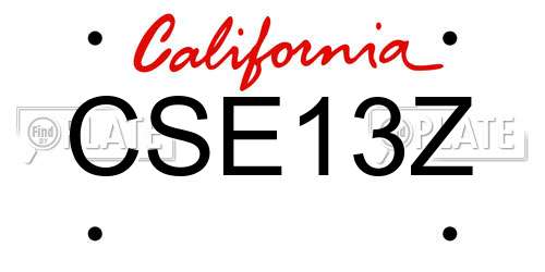 CSE13Z California License Plate
