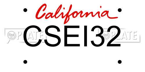 CSEI32 California License Plate
