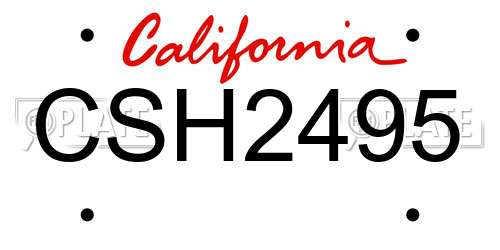 CSH2495 California License Plate