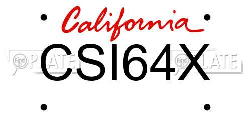CSI64X California License Plate
