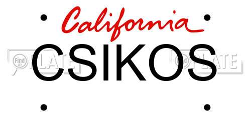 CSIKOS California License Plate