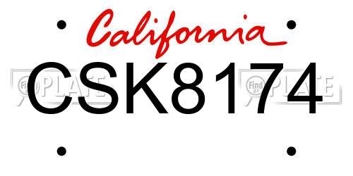 CSK8174 California License Plate