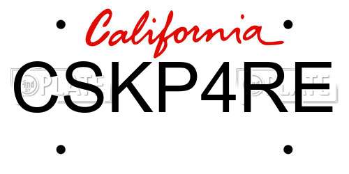 CSKP4RE California License Plate