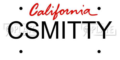 CSMITTY California License Plate
