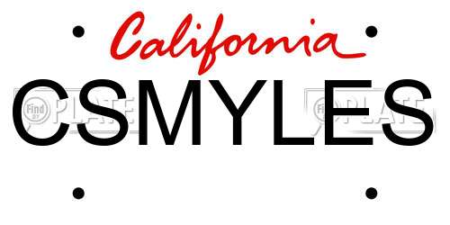 CSMYLES California License Plate
