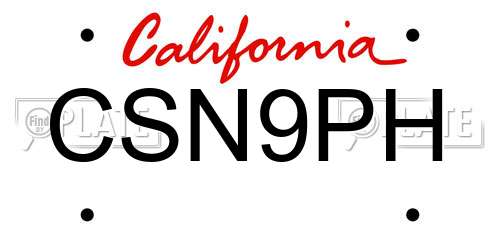 CSN9PH California License Plate