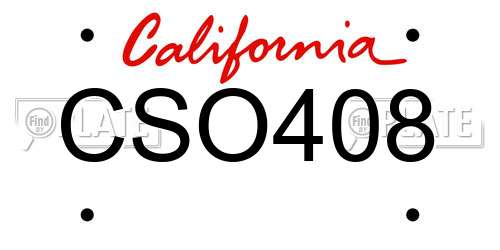 CSO408 California License Plate
