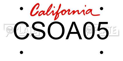 CSOA05 California License Plate