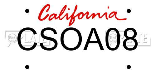 CSOA08 California License Plate