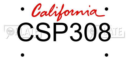 CSP308 California License Plate