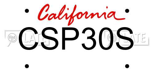 CSP30S California License Plate