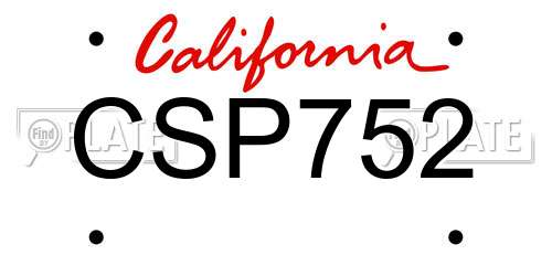 CSP752 California License Plate