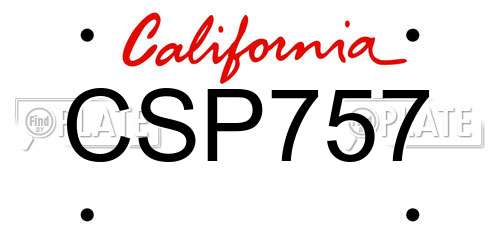 CSP757 California License Plate