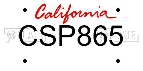 CSP865 California License Plate