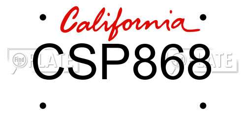 CSP868 California License Plate