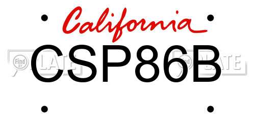 CSP86B California License Plate