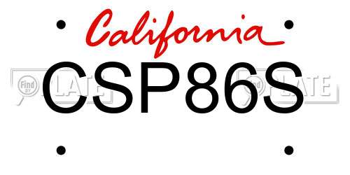 CSP86S California License Plate