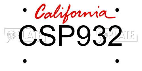 CSP932 California License Plate