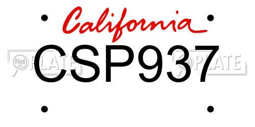 CSP937 California License Plate