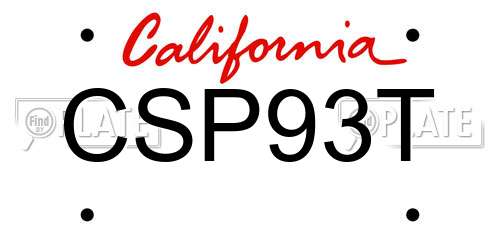 CSP93T California License Plate