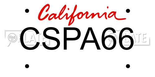 CSPA66 California License Plate